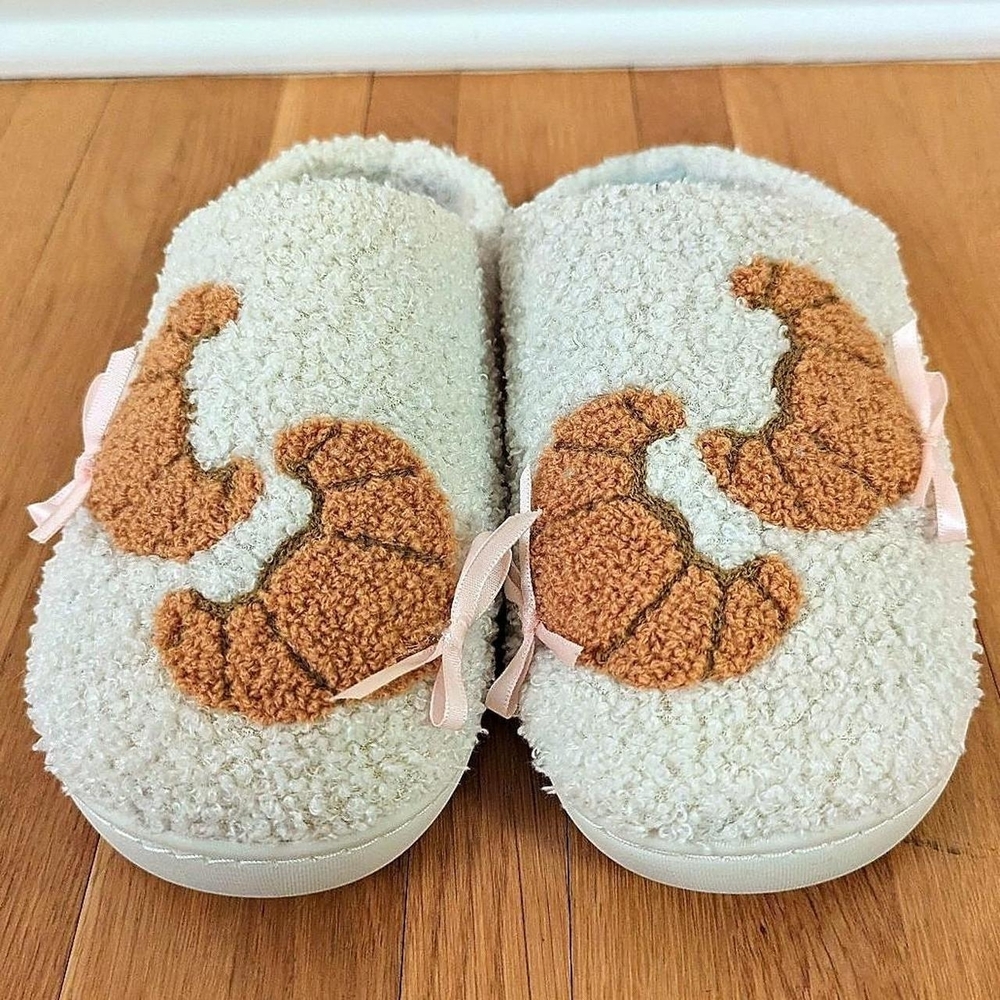 Viral Cozy Croissant Pink Bow Slippers From Marshalls